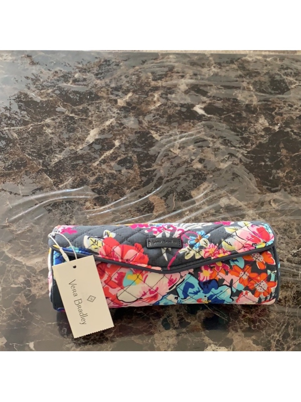 Vera Bradley Floral Quilted brush and pencil Travel Organizer Case